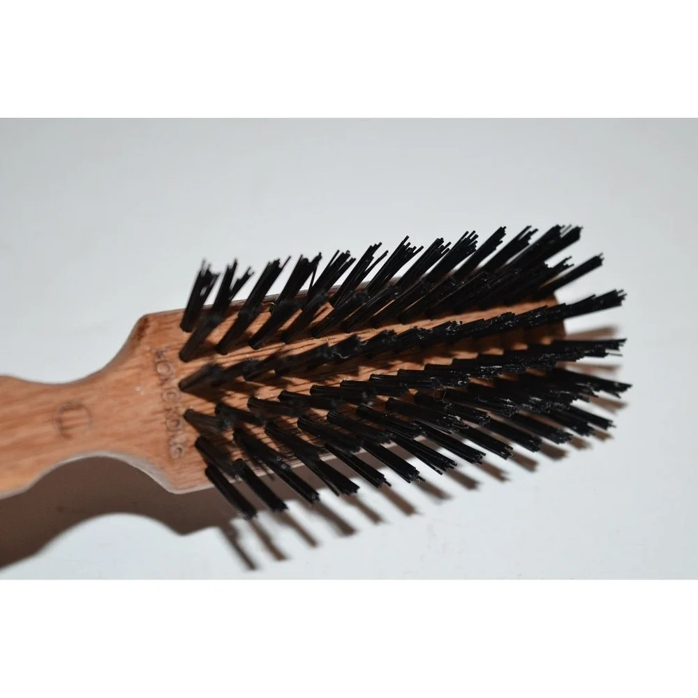 Vtg Goody Hair Brush Faux Wood Hair Nylon Bristle Brush Hong Kong
